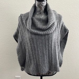 Grey Sleeveless Turtleneck Poncho Sweater Sz M